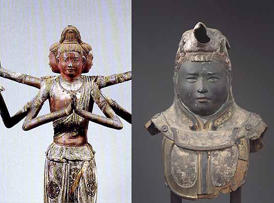 興福寺・阿修羅像(左)と五部浄(右)